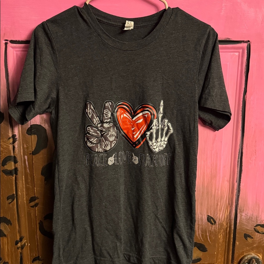 Graphic Tee with Peace and Love Design
